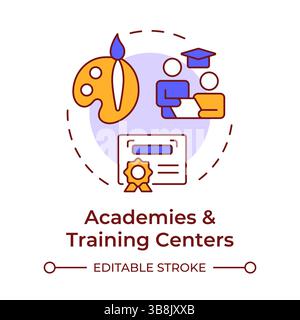 Academies and training centers multi color concept icon Stock Vector