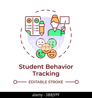 Student behavior tracking multi color concept icon Stock Vector
