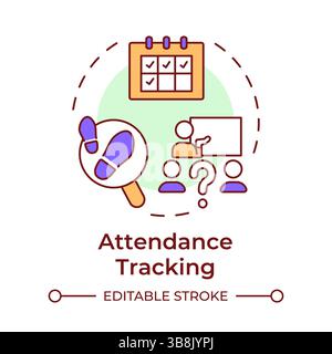 Attendance tracking multi color concept icon Stock Vector