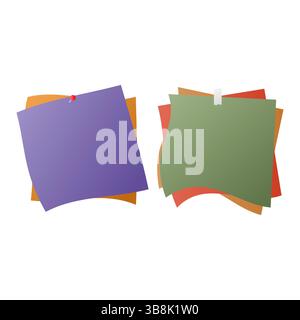 Colorful Blank Sticky Notes Vector. Reminder Sticky Notes on White Background. Stock Vector