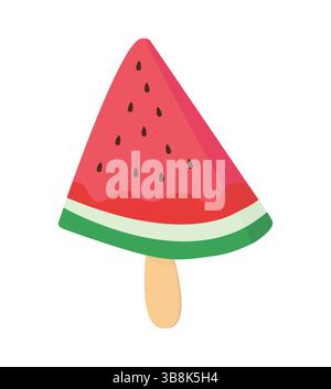 Watermelon ice cream popsicle on a stick. Vector illustration Stock Vector