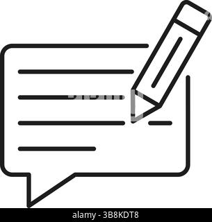 Speech Bubble With Pencil Line Icon. Communication, Feedback, And Content Creation Outline Symbol. Messaging And Writing Concept. Editable Stroke Stock Vector