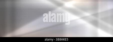 Mirror metal gradient - abstract silver background. Shiny chrome surface with metallic steel texture. Polished aluminum, reflective iron alloy. Smooth stainless backdrop of sleek titanium plate. Stock Vector