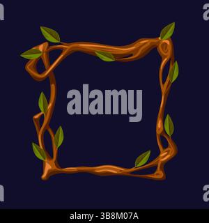 Spooky Halloween frame tree design isolated for print, decoration, element design and background. Wood avatar frame with leaves for game or slot Stock Vector