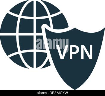 Vpn shield protecting global network, ensuring secure connection and online privacy Stock Vector