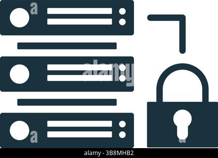 Server security system is protecting data center, internet security concept with lock icon Stock Vector