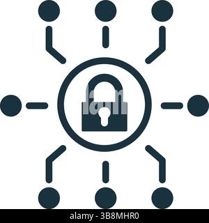 Network security concept with padlock icon, symbolizing data protection and cybersecurity measures for safeguarding sensitive information Stock Vector