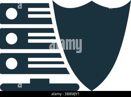 Server security icon representing data protection and cybersecurity measures for network infrastructure Stock Vector