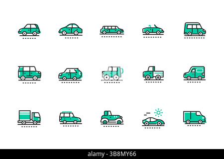 Vehicle types - set of line design style icons Stock Vector