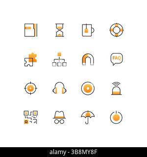 Business and safety - line design style icons set Stock Vector