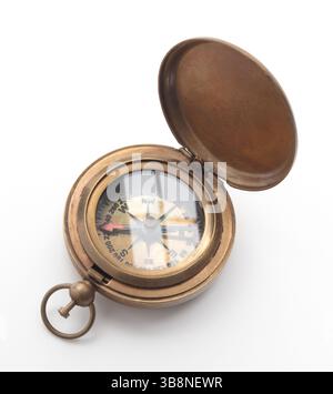 Antique compass isolated on white background Stock Photo