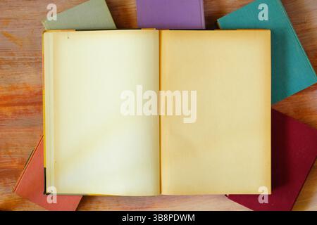 Open book template with empty book pages Stock Photo