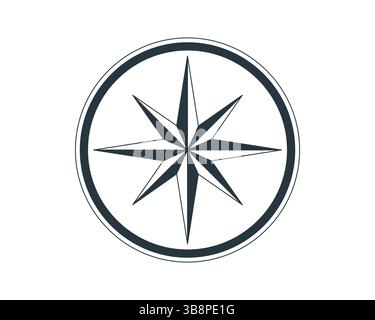 Elegant compass rose icon. A classic symbol for guidance, direction, travel, and exploration. Use for graphic design, web elements, logos, or nautical Stock Vector