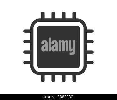 Clean, minimal vector icon depicting a microchip. Represents technology, processing, and connectivity. Suitable for websites, UI design, and techrelat Stock Vector