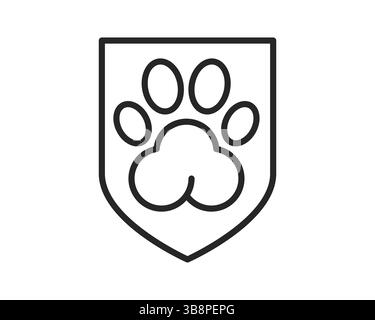 Simple shield icon with a paw print inside,symbolizing protection and care for animals.Ideal for veterinary services,pet adoption,or animal welfare.Cl Stock Vector