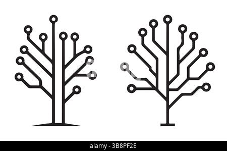 Tech Tree Icons , Digital Circuit Branch Vector Design Set Stock Vector