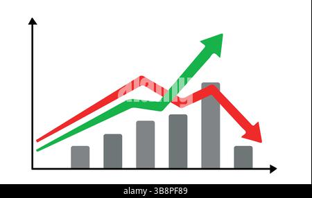 Stock Market Trend Chart , Growth and Decline Business Graph Illustration Stock Vector