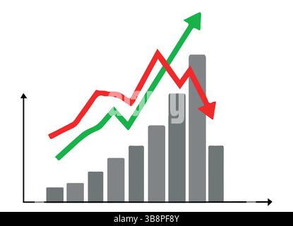 Stock Market Trend Chart , Growth vs Decline Visual Analysis Stock Vector