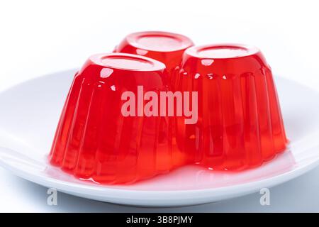 Fresh strawberry jelly isolated on white background Stock Photo