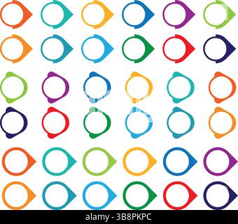 Abstract bullet points with colorful direction arrows. Vector set of modern pointing markers for lists and highlights. Stock Vector