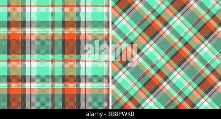 Vibrant textile pattern featuring intersecting lines in fresh, modern hues. Two variations offer versatility. Ideal for backgrounds, design, fashion p Stock Vector