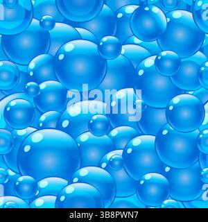 Air soap foam blue bubble seamless pattern Stock Vector