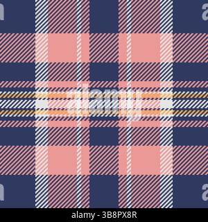 Classic plaid pattern in navy, pink and golden hues. Perfect for textile design, backgrounds, or any project needing a touch of traditional elegance. Stock Vector