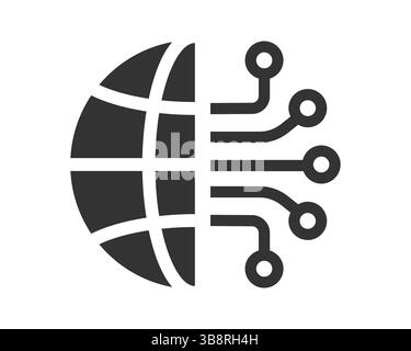 Modern icon symbolizing global connectivity and technology. Use for IT, networking, or international business concepts. Clean, minimal style. Great fo Stock Vector