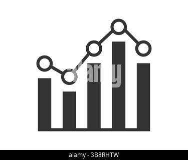 Minimalist graph icon showing growth and fluctuation. Perfect for finance, business reports, market analysis, and data presentation projects. Stock Vector