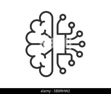 Braincomputer interface icon. Concept for artificial intelligence, machine learning, and technology. Minimalist design. Use for science, innovation, a Stock Vector