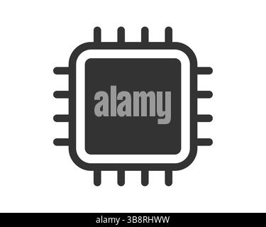 Clean, minimal vector icon depicting a microchip. Represents technology, processing, and connectivity. Suitable for websites, UI design, and techrelat Stock Vector