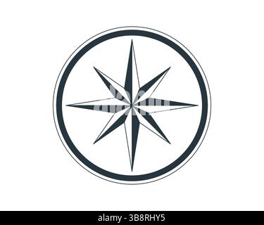 Elegant compass rose icon. A classic symbol for guidance, direction, travel, and exploration. Use for graphic design, web elements, logos, or nautical Stock Vector