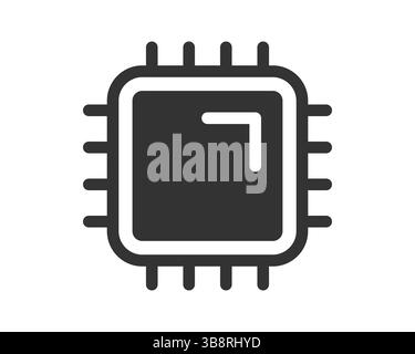 Minimalist icon depicting a computer chip. Symbolizes technology, data processing, and artificial intelligence. Suitable for web design, presentations Stock Vector