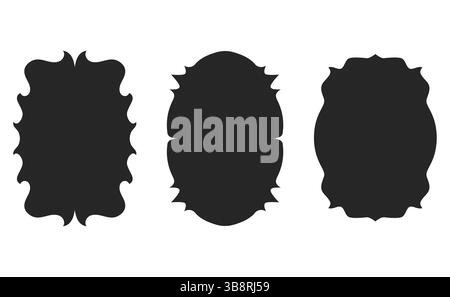 Unique silhouette design element featuring decorative frame shapes. Perfect for branding, labels, or invitations needing a touch of distinct style. Ve Stock Vector