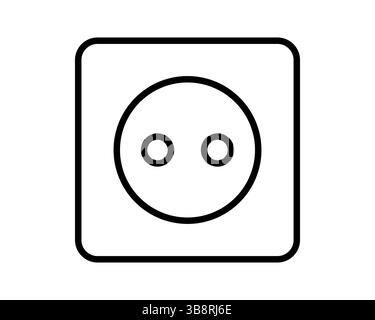 Minimalist line drawing of a power socket. Useful for illustrating energy, technology, or construction concepts. Clean and modern design for icons or Stock Vector