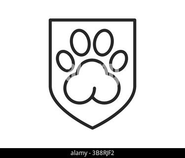 Simple shield icon with a paw print inside,symbolizing protection and care for animals.Ideal for veterinary services,pet adoption,or animal welfare.Cl Stock Vector