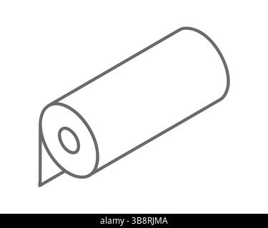 A minimalist isometric illustration of a roll of paper, perfect for representing concepts of supply, packaging, or process flow. Stock Vector