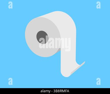 Clean, minimalist illustration of a roll of paper against a vibrant blue backdrop. Stock Vector