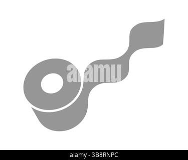 Simple, minimalist icon of a roll of tape unfurling.  Perfect for representing concepts of process, flow, continuity, or solutions. Stock Vector