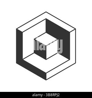Stylish abstract hexagonal graphic featuring interlocking cubes.  Represents depth, perspective, and complex design. Ideal for tech, architecture, or Stock Vector
