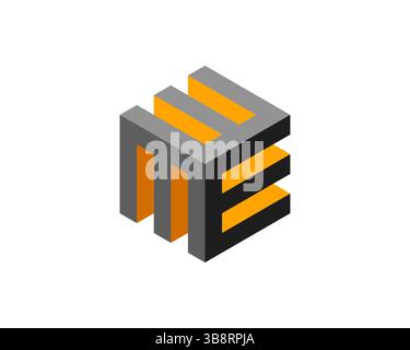 Abstract isometric cube design, featuring gray and orange hues. Ideal for corporate branding, technology, architecture, and modern design projects. Re Stock Vector