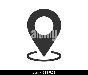 Simple location pointer icon, flat design, useful for mapping, navigation, or indicating a point of interest. Modern, clean vector graphic. Stock Vector