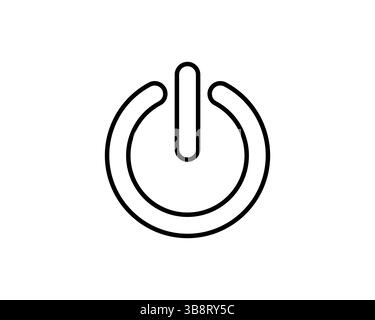 Clean, minimalist line art power button icon. Perfect for websites, apps, and UI design projects needing a simple onoff switch symbol.  Versatile and Stock Vector