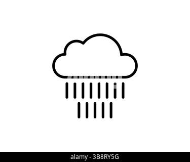 Simple line art icon depicting a cloud with rain. Perfect for weather apps, websites, or presentations needing a clean, minimalist design. Stock Vector