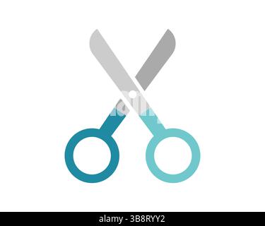 Stylish teal and gray scissors icon, perfect for websites, apps, or presentations needing a clean, modern design.  Versatile image representing cuttin Stock Vector