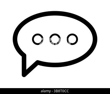 Bold black speech bubble icon with three ellipsis points, perfect for website design, app interfaces, presentations, and communication concepts.  Clea Stock Vector