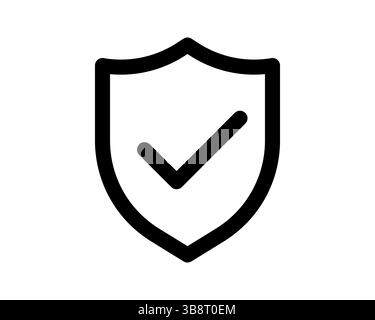 Bold black shield icon with a checkmark inside, signifying security, approval, or verification. Stock Vector
