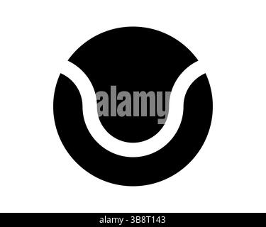 Bold black and white tennis ball icon.  Simple, minimalist design perfect for sports websites, apps, or presentations.  Clean graphic suitable for var Stock Vector