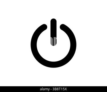 Bold black power button icon on white background.  Perfect for websites, apps, and presentations needing a simple, clear onoff symbol. Minimalist desi Stock Vector