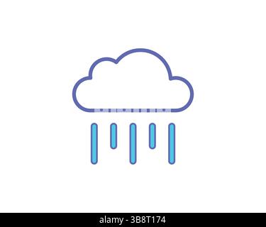 Simple, modern icon depicting rain falling from a cloud.  Perfect for weather apps, websites, or infographics needing a clean, minimalist design. Stock Vector